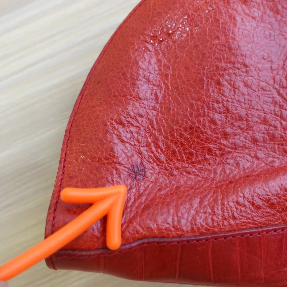 Vintage Ostritch Crocodile Half Moon DANIELLE NICOLE Crossbody Purse S Red ITALY - Picture 11 of 16